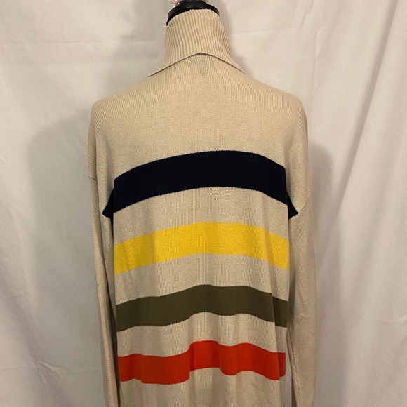 Talbots Cream Cardigan with Colorful Stripes - Picture 6 of 10